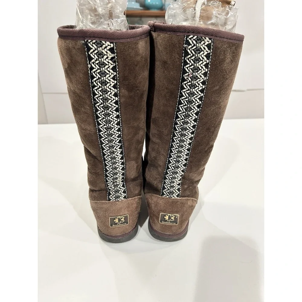 Koolaburra Tall Sheepskin Boots Women Size 8 Brown Suede‎ Shearling EU 40